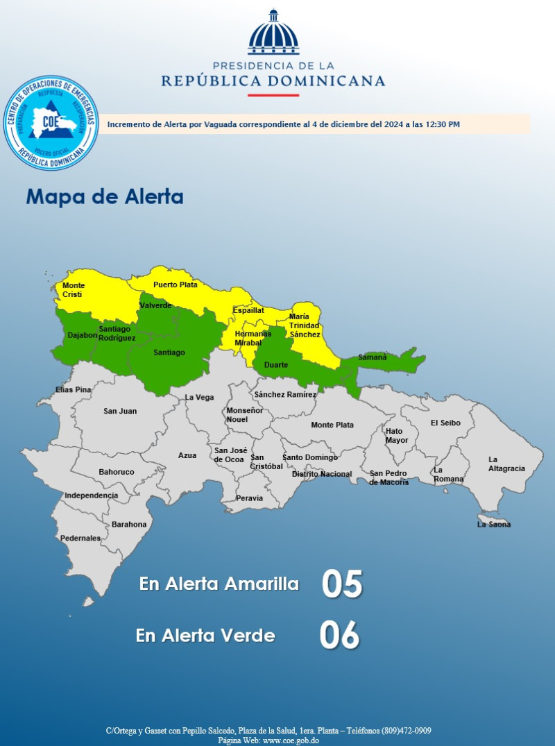 El COE eleva a 11 las provincias en alerta por lluvias intensas