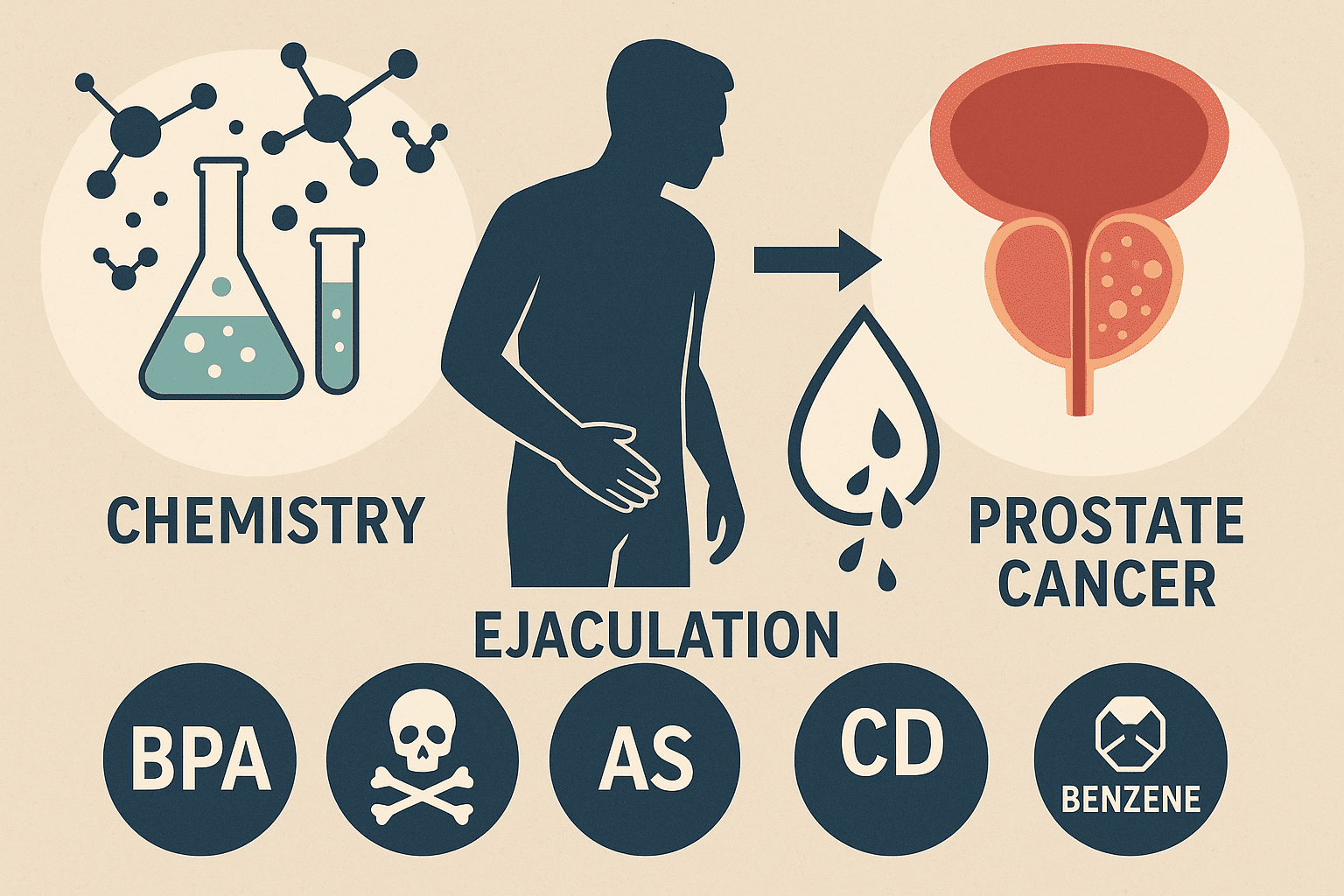 Química, Eyaculación y Cáncer de Próstata 5 Estudio de Harvard revela que la eyaculación frecuente puede reducir el riesgo de cáncer de próstata, mientras factores químicos como plásticos y contaminantes influyen en su desarrollo.