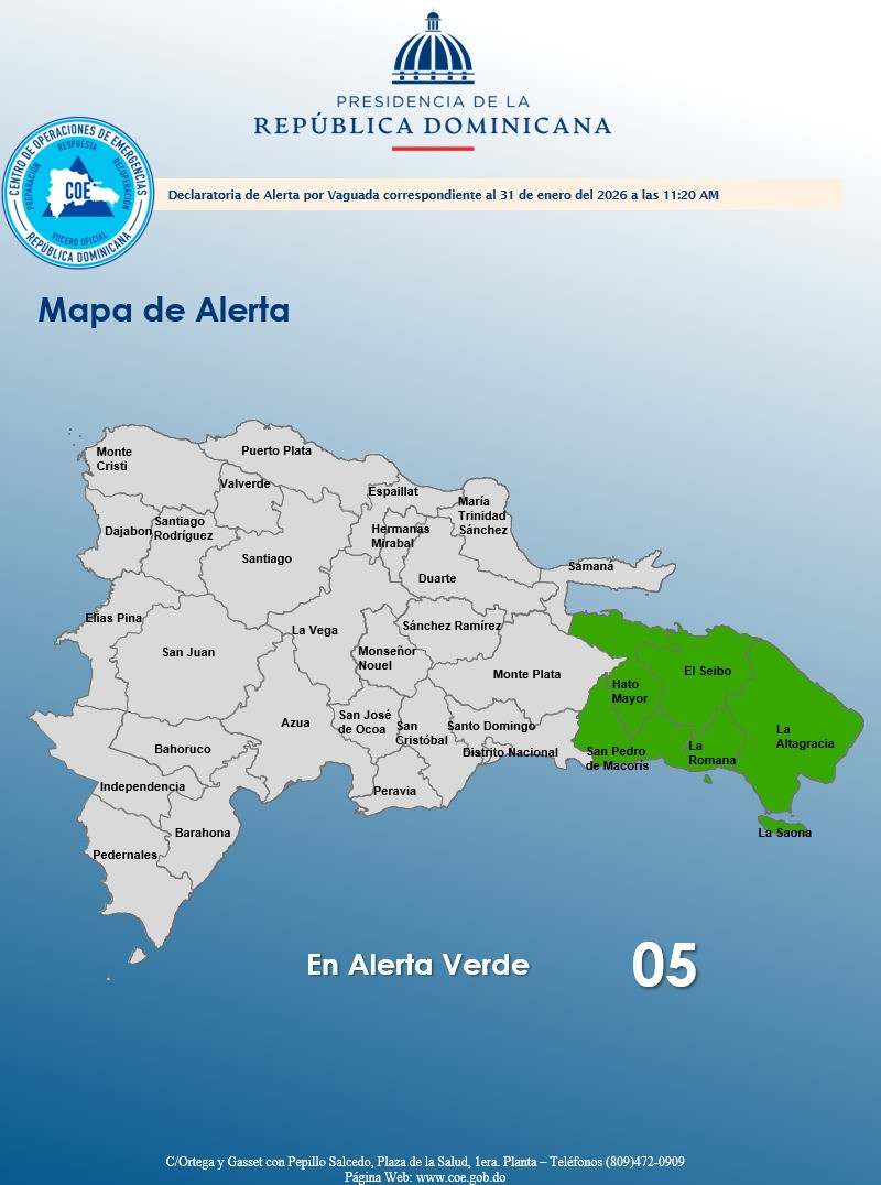 Alerta verde en cinco provincias por vaguada activa