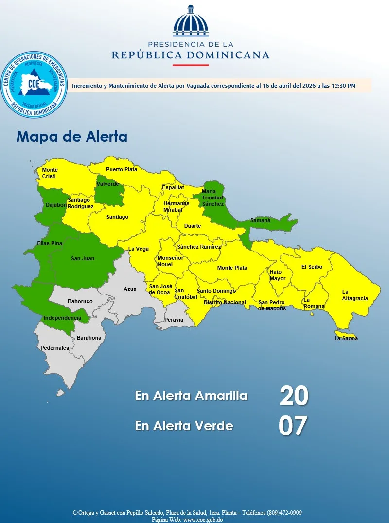 Provincias en alerta por lluvias intensas en República Dominicana