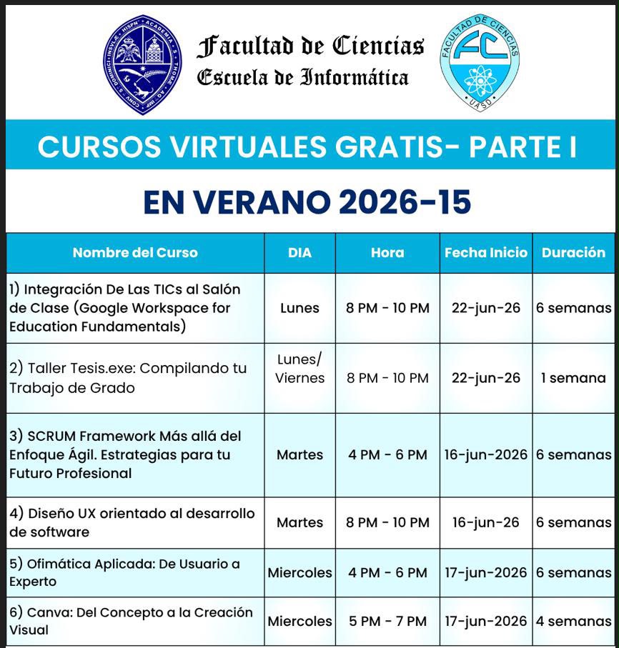 Conoce los cursos gratuitos de informática que impartirá la UASD en Verano 2026 3 Conoce los cursos gratuitos de informática que impartirá la UASD en Verano 2026