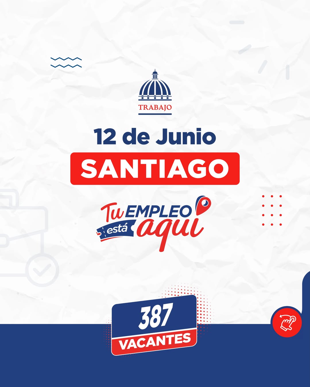 Noticias: 32 Ministerio de Trabajo anuncia feria de empleo en Santiago con 387 vacantes disponibles